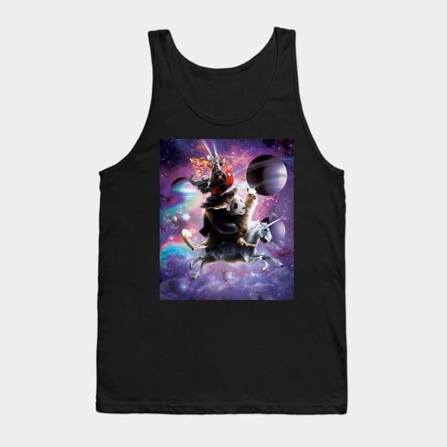 Cat Riding Chicken Turtle Panda Llama Unicorn Tank Top by Random Galaxy